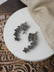 TEEJH Oxidised Contemporary Ear Cuff Earrings