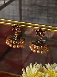 TEEJH Copper-Plated Contemporary Jhumkas Earrings