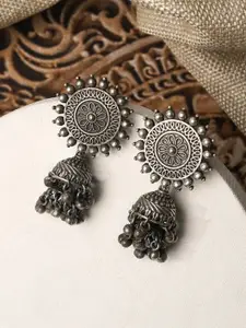 TEEJH Silver-Toned Contemporary Studs Earrings