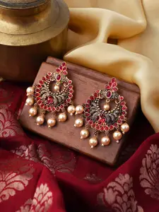 TEEJH Gold-Plated Contemporary Chandbalis Earrings