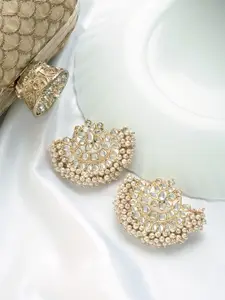 TEEJH Gold-Plated Contemporary Drop Earrings