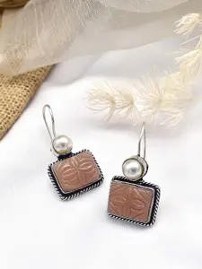TEEJH Silver-Plated Contemporary Drop Earrings