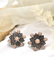 TEEJH Contemporary Oxidised Studs Earrings