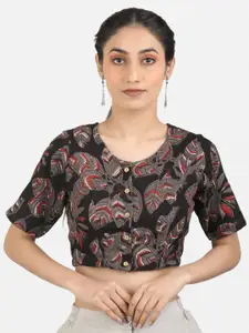 Llajja Block Printed Pure Cotton Saree Blouse