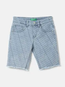 United Colors of Benetton Boys Typography Printed Denim Shorts