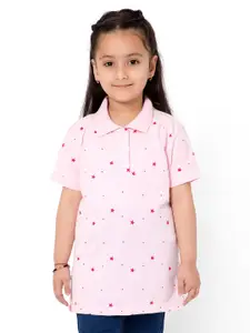 Bodycare Kids Girls Printed Polo Collar Cotton T-shirt