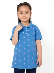Bodycare Kids Girls Printed Polo Collar T-shirt