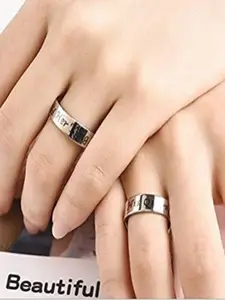 I Jewels Platinum-Plated Adjustable Couple Finger Ring