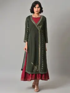 WISHFUL Ethnic Motifs Embroidered Maxi Ethnic Dress