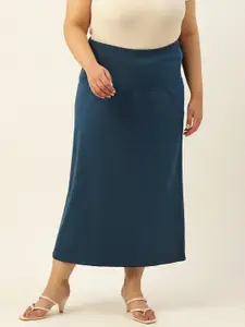 theRebelinme Plus Size Solid Midi Skirt