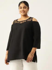 theRebelinme Plus Size Floral Net Top