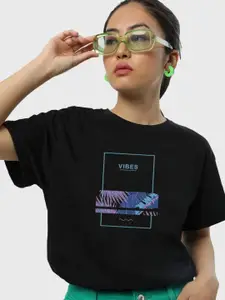 Bewakoof Women Vibes Graphic Printed Boyfriend T-shirt