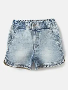 United Colors of Benetton Girls Washed Slim Fit Cotton Denim Shorts