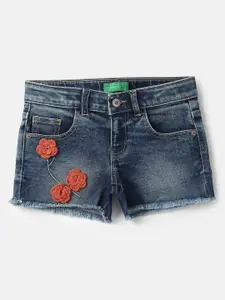 United Colors of Benetton Girls  Regular Fit Washed Cotton Denim Shorts