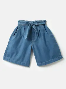 United Colors of Benetton Girls High-Rise Regular Fit Cotton Denim Shorts