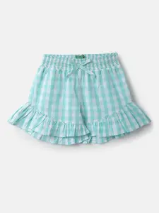 United Colors of Benetton Girls Checked Cotton Shorts