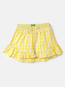 United Colors of Benetton Girls Checked Cotton Shorts
