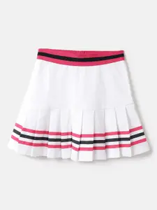 United Colors of Benetton Girls Striped Pure Cotton A-Line Pleated Skirt