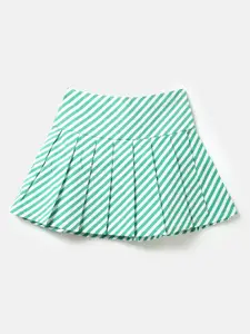 United Colors of Benetton Girls Striped Pure Cotton A-Line Mini Skirt