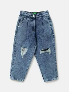 United Colors of Benetton Girls Mildly Distressed Heavy Fade Jeans
