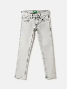United Colors of Benetton Girls Heavy Fade Slim Fit Cotton Jeans