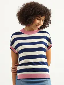 United Colors of Benetton Striped Extended Sleeves Top