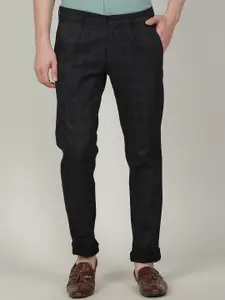 Crocodile Men Checked Cotton Tailored Tapered Fit Trousers