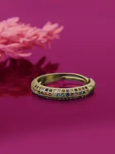 Carlton London Women Gold-Plated Stone Studded Adjustable Finger Ring