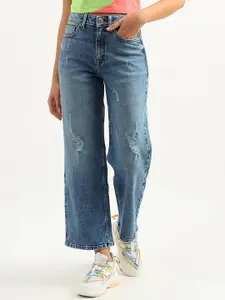 United Colors of Benetton Women Cotton High-Rise Mildly Distressed Jeans