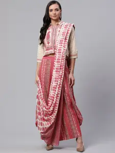 Divena Women Paisley Embroidered Pure Cotton Top with Palazzos & Dupatta