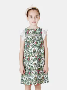 One Friday Green Floral A-Line Dress