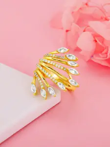 GIVA Women 925 Sterling Silver & Gold-Plated CZ-Studded Finger Ring