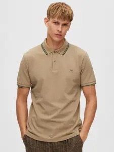 SELECTED Men Polo Collar Organic Cotton T-shirt