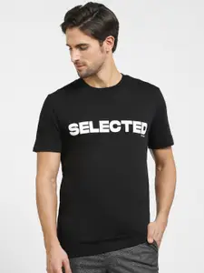 SELECTED Men Typography Printed Slim Fit T-shirt