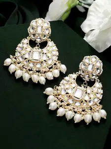 Priyaasi Gold-Plated Contemporary Chandbalis Earrings