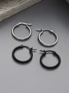 Priyaasi Silver-Plated Contemporary Hoop Earrings