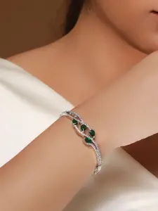 Priyaasi Women American Diamond Silver-Plated Bangle-Style Bracelet