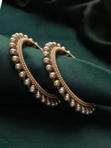 Priyaasi Set Of 2 Gold-Plated Pearl-Studded Bangles