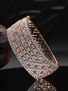Priyaasi Women American Diamond Rose Gold-Plated Bangle-Style Bracelet