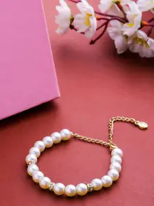 Estele Women Gold-Plated Pearls Wraparound Bracelet