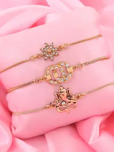 Estele Women Pack Of 3 Gold-Plated Charm Bracelet
