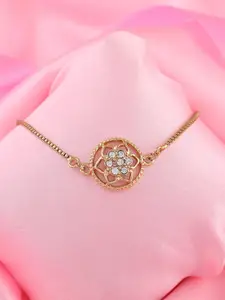 Estele Women Gold-Plated Crystals Charm Bracelet