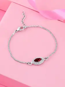 Estele Women Crystals Silver-Plated Charm Bracelet