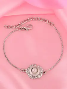 Estele Women Crystals Silver-Plated Charm Bracelet