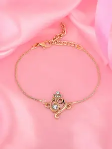 Estele Women Crystals Temple Gold-Plated Link Bracelet