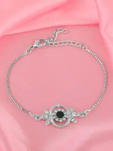 Estele Women Silver-Plated Crystals Link Bracelet