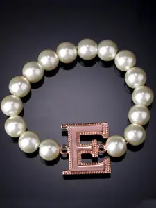 Estele Women Rose Gold-Plated Pearls Elasticated Bracelet