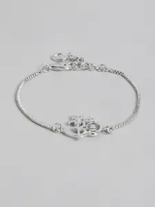 Estele Women Crystals Temple Silver-Plated Link Bracelet
