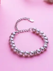 Estele Women Pearls Silver-Plated Link Bracelet