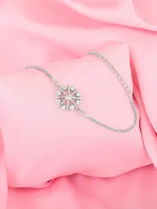 Estele Women Silver-Plated Crystals Charm Bracelet